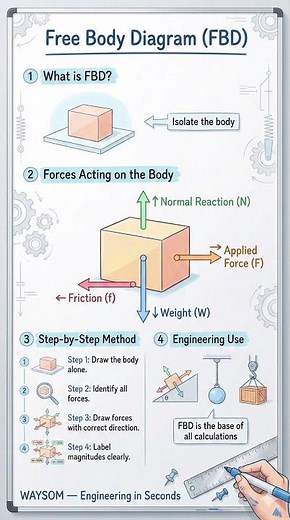 Free Body Diagram (FBD) Explained | Engineering Mechanics in 60 Seconds