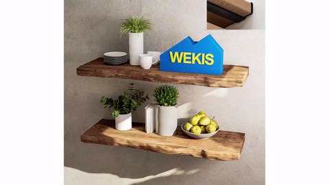 Shelf Brackets Floating Shlef Brackets 12-Inch 6-Packs, 1/5-Inch Thick Heavy Duty Shelving Brackets for Wood Shelves, 12" Hidden Black Metal L Bracket Shelf Bracket Supports with 160 Lbs Load Capacity