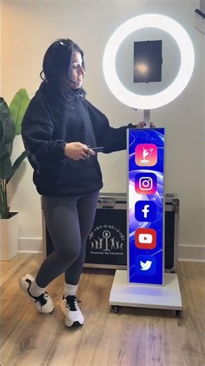 Bring the party anywhere with a sleek iPad photo booth setup — built-in ring light for flattering