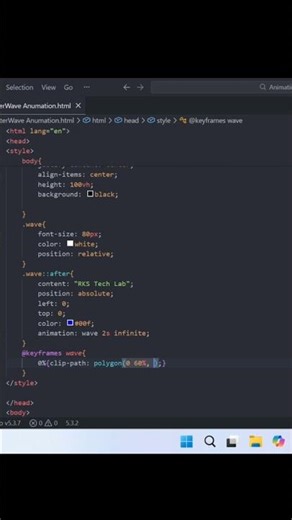 Water Wave Animation using HTML & CSS #shorts