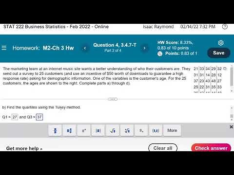 Calculating Quartiles using Tukeys Method