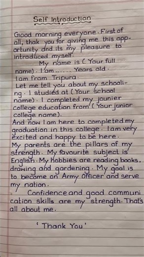 How to write self introduction in your#thepen9774 #selfintroduction