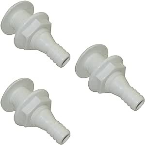 DJ-Motor Straight THRU-HULL Fitting Bulkhead Barbed Connector For 5/8'' Boat Marine Caravans Motorhomes Trucks Tractors (3PCS)