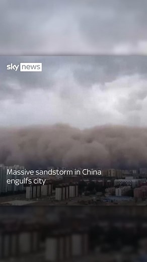 16K views · 52 reactions | Massive sandstorm envelopes Hami City in China’s Xinjiang Uygur Autonomous Region.  Tap link in bio for more. #China #sandstorm #weather | Sky News | Facebook
