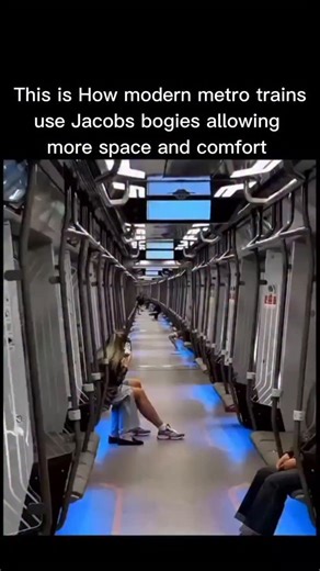 𝗘𝗿𝗮𝗻𝗼𝘅 on Instagram: "In many newer metro systems, trains are built as long, continuous vehicles with open gangways between sections, rather than completely separate carriages with isolated connections. These designs may use shared bogies (sometimes called articulated bogies or Jacobs bogies) between adjacent sections, reducing the total number of bogies under the train. Using shared or articulated bogies has several comfort advantages: • Reduced weight and fewer mechanical parts under the