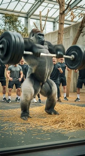 A silverback gorilla attempts to lift a heavy log with raw power #wildlife #strength #nature