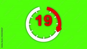 Animation timer icon with 25 minutes on transparent background with alpha channel. 25 minutes timer symbol animation. 4k video
