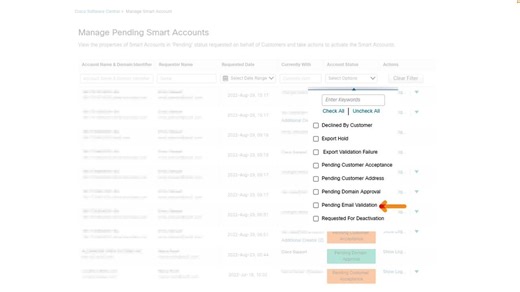 18 Smart Account Administration - Pending Smart Accounts - Cisco Video Portal