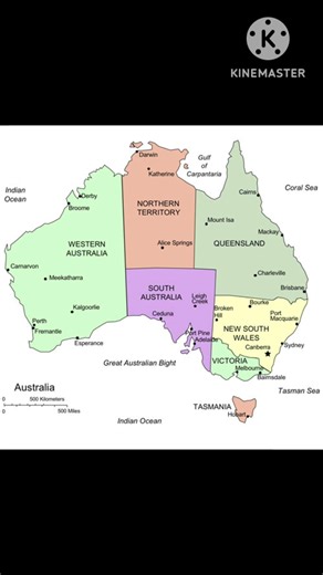 Australia Map with Country's & Capitals