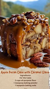 73K views · 521 reactions | Apple Pecan Cake with Caramel Glaze #AppleCake #CaramelGlaze #PecanDessert #CozyBakes | Cakecrafted Recipes | Facebook