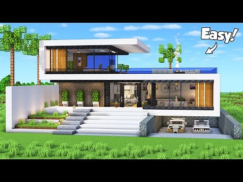 Minecraft: How to Build a Modern House Tutorial (Easy to Follow) #86 - Interior in Description!