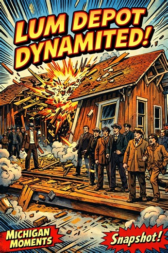 Newspaper coverage from Jan. 20, 1909, says dynamite blew up the Pontiac, Oxford & Northern depot at Lum, Michigan, about 9:30 p.m. the night before. Photos show the wreckage and the crowd that came to see what happened in this Lapeer County rail stop. | Thumbwind