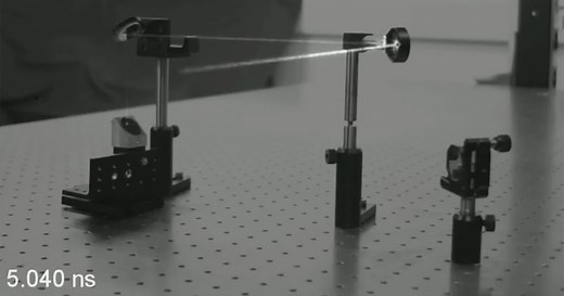 High-Speed Camera Records Video of Light Beam Bouncing Off Mirrors
