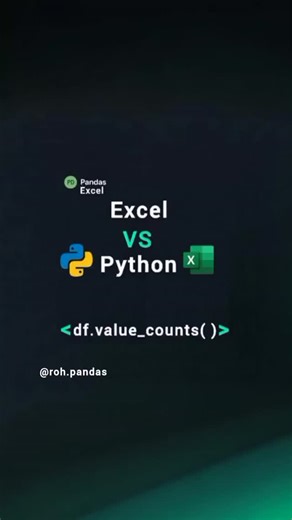 Rohullah Rahimi on Instagram: "Value Counts in Excel vs Python 🧮🐍 Same task, two different tools. In this video, you see how to count unique values in Excel, and then how to do the exact same thing using Python. If you know Excel, this is your bridge to Python. If you know Python, this shows you how powerful and simple data analysis can be. Excel is great. Python is scalable. Knowing both makes you dangerous (in a good way). Learn once. Apply everywhere. #Excel #Python #DataAnalysis #ValueCoun