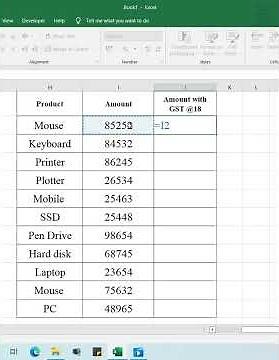 Quick Calculation of Amount with GST @18% in Excel |