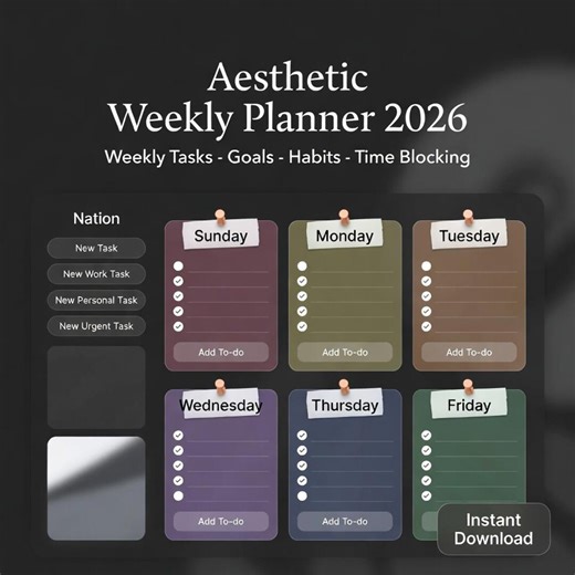 Notion Weekly Planner 2026 | Notion Template, Habit Tracker (digital Download - Etsy