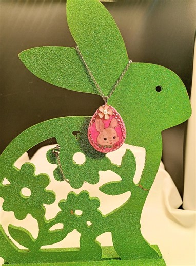 Pink Bunny Rabbit Necklace for Kids – Resin Pendant With Rhinestones & Flower Charm - Etsy