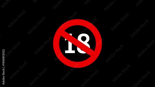 18 plus icon sign animation on dark background. Under 18 sign warning symbol. Over 18 only censored. eighteen age older. 4K animation. 4k... 18