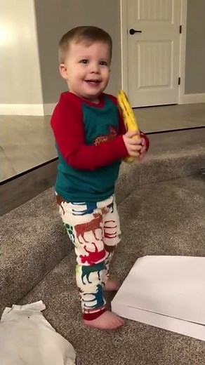 KID RECEIVES BANANA FOR CHRISTMAS (AND LOVES IT)