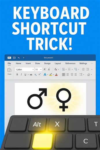 #MSWordTips #KeyboardShortcuts #OfficeHacks #WordSymbols #ProductivityTools #TypingTricks #WordMagic #TechTutorial #TimeSavingTips #WorkSmarter Want to type the Male ♂ or Female ♀ symbol in MS Word without searching or copying from the internet? Here’s a secret keyboard shortcut that lets you insert both instantly - no mouse, no menus! ✅ Perfect for reports, biology projects, and professional documents. Impress your teacher or boss with this neat trick! 👉 Try it now, share it with friends, and 
