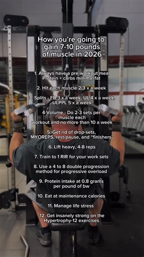 Paul Carter | Hypertrophy | Education on Instagram: "How you’re going to max out the gainsmeter in 2026 -> Not training fasted, always having a pre-workout meal REGARDLESS of your timetable. It takes 2-3 minutes to down a ready made shake or put together something the night before -> Freq - hit each muscle 2-3 times a week. Bro-splits are dead -> FB 3 x a week, UL 4 x a week (the GOAT IMO), and UL PPL 5 x a week are the splits I can consistently cosign on. Don’t “what about...” “thoughts on...” 