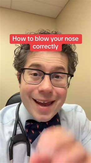 1.1M views · 13K reactions | How to blow your nose correctly. If you blow your nose too forcefully, it may increase the risk of causing ear pain or an ear infection. For general educational purposes only. #nose #tiktokdoc #LearnOnTikTok | Zachary Rubin, MD | Facebook
