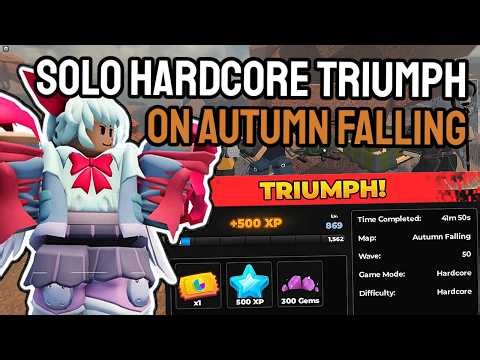 Solo Hardcore Triumph on Autumn Falling | Roblox Tower Defense Simulator