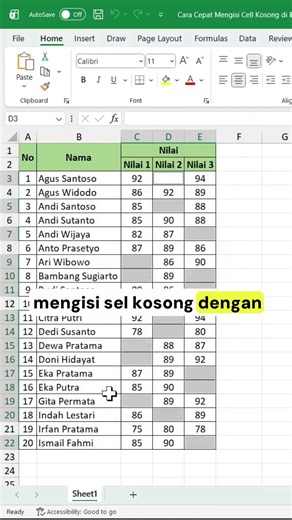 Cara Cepat Mengisi Cell Kosong di Excel #tutorialkomputer #excel #tutorialexcel #exceltips