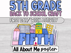 All About Me 5th Grade, Beginning of the Year, First Day Craftivity, First Week of School, Fifth Grade Project, Icebreaker, Bulletin Board - Etsy