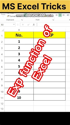 exp function of Excel | How to use EXP function in Excel | Excel exponential function | Shorts |yt
