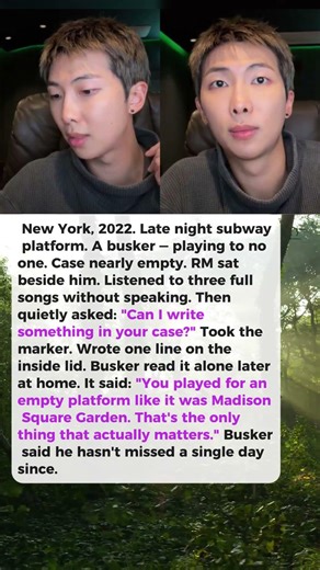 RM Wrote One Line in a Busker's Guitar Case and It Changed His Entire Life
