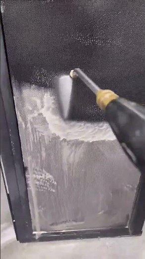 Deep Cleaning Window Screens with High-Pressure Water and Foam for Clarity