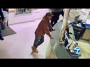 Surveillance video shows Palmdale murder suspect presumably attempting to turn himself in