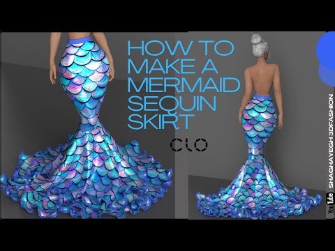 Mermaid sequin skirt / sequin design in CLO3D
