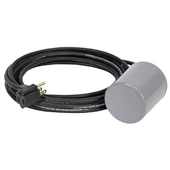 Little Giant RFSN-6 115-Volt, Maximum 13-Amp - 1/2 HP, Pump Down Piggyback Tethered Float Switch for Pond, Sump, Sewage or Effluent Systems, 10-Ft. Cord, Grey, 599118