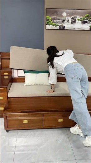 A Sofa That Turns Into a Bed AND Has Storage! 🤯🛋️ #furniture #interiordesign #sofa #shorts #home
