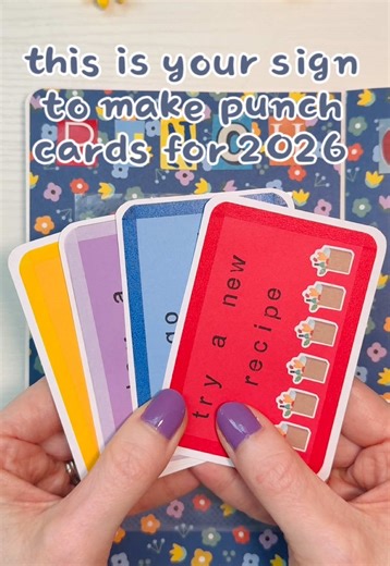 my 2026 #punchcards! 💙✨ fell in love with this idea, so made a punch card for: hikes completed, new recipes tried, thrift shop visits, board games played! i taped sports card sleeves into my journal to store each of the cards ☺️ are you using punch cards this year? what are you putting on yours? #creativejournaling #memorykeeping #journalingideas #journalinspiration