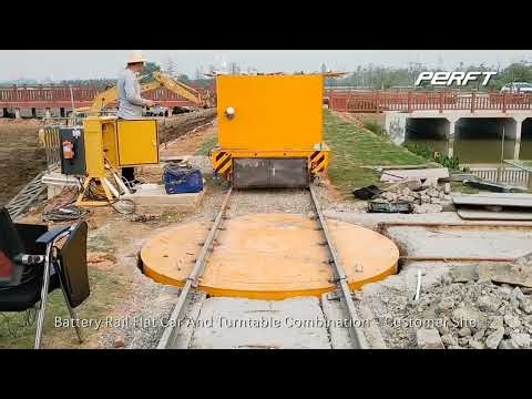 Need Multi-Directional Transport? 2T Battery Rail Cart + Turntable = Complete Solution