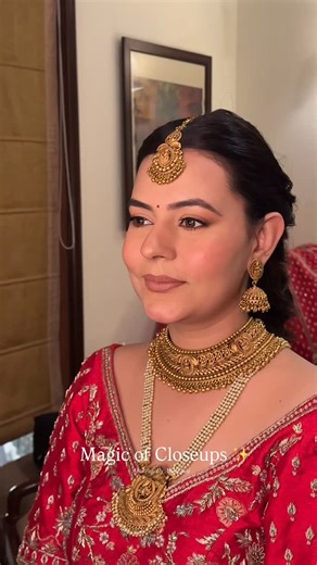 Aarti Rai kalra on Instagram: "Bringing a touch of golden elegance to this radiant bride @bhumika_balhara_ in Portugal, adorned in a regal red lehenga. Minimal golden lids to perfectly complement her ✨ Makeup by - @aartiraimakeovers Hair - @jitender_hair_artist Bride - @bhumika_balhara_ #bridalmakup #makeuptutorial #bridal"