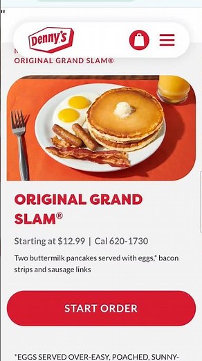 Dennys Grand Slam breakfast pancakes