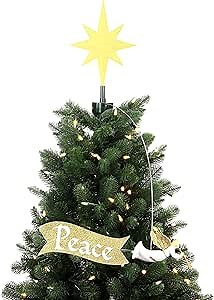 Amazon.com: Mr. Christmas Animated Angel Christmas Tree Topper with Banner, Illuminated LED Star, Straps to Easily Attach, 21.75 Inches : Home & Kitchen