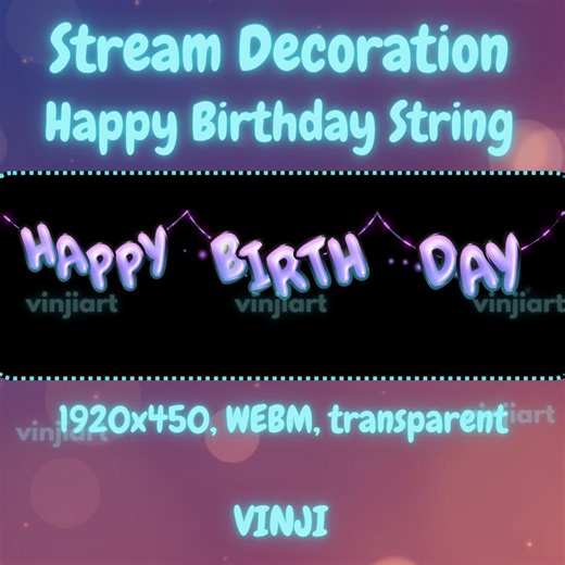 Happy Birthday String Stream Decoration, Overlay (digital Download) - Etsy