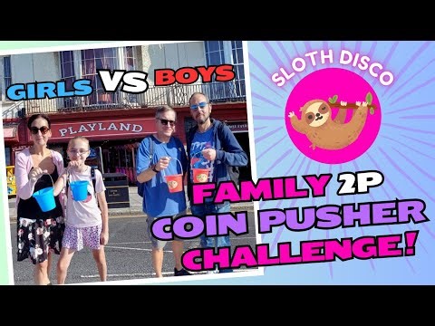 Girls vs Boys 2p Coin Pusher Challenge