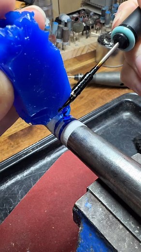 This jewellery making process is called lost wax casting, some people refer to it as wax carving but I think of it more like sculpting or building up the wax. First the wax is sculpted into a ring, pendant, earring, or whatever accessory that you like and then the wax model is put into a flask where it is covered with a plaster-like material called investment. Once investment has hardened, the flask is then heat it up and the wax melts away leaving behind a cavity. This is the part where molten 