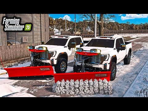 SNOWSTORM CLEANUP! PLOWING "MASSIVE" PARKING LOTS (NEW WESTERN PLOW) | FS25