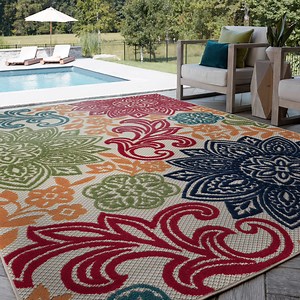 8x10 Water Resistant, Large Indoor Outdoor Rugs for Patios, Front Door Entry, Entryway, Deck, Porch, Balcony | Outside Area Rug for Patio | Multi-Color, Floral | Size: 7'11'' x 10'3'' - Walmart.com