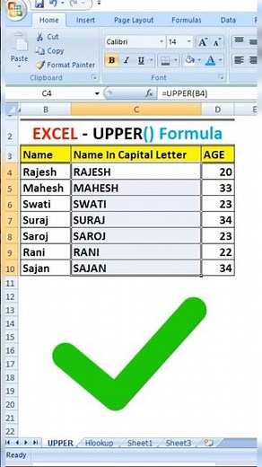 How to use Upper Function in Excel | UPPER Formula in Excel | #excel #excelformula #shorts