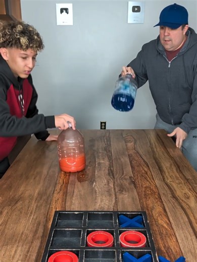 Quick Big Bottle Flip Tic Tac Toe ❌⭕ #fungame #games #familygames #tictactoe