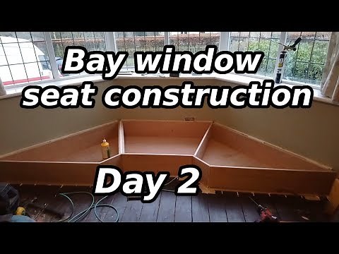 Bay window seat construction - day 2 fixing down the base, sides & divisions
