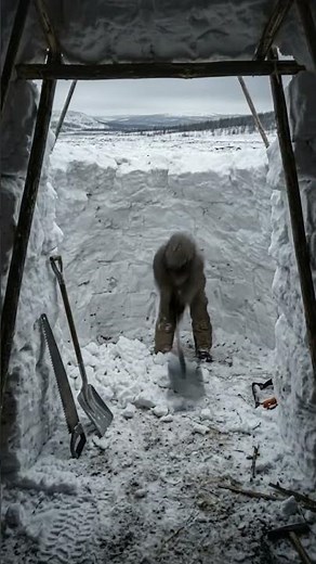 1 Tiny Hole in the Snow But Wait Until You See Inside #survival #cozyhome #wintersurvival